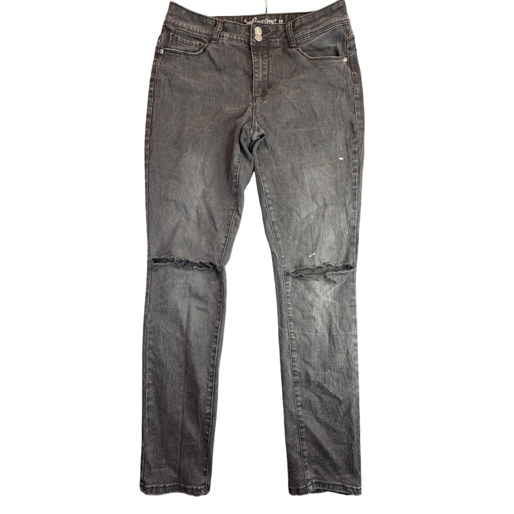 Revolt Jeans Women 12 Black Distressed Trashed Skinny Denim Pants